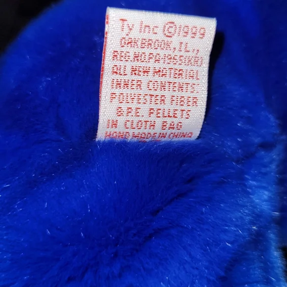 Vintage 1999 Beanie Buddies Clubby Official Club Teddy Bear Blue Plush Lovey 14" - Picture 7 of 7